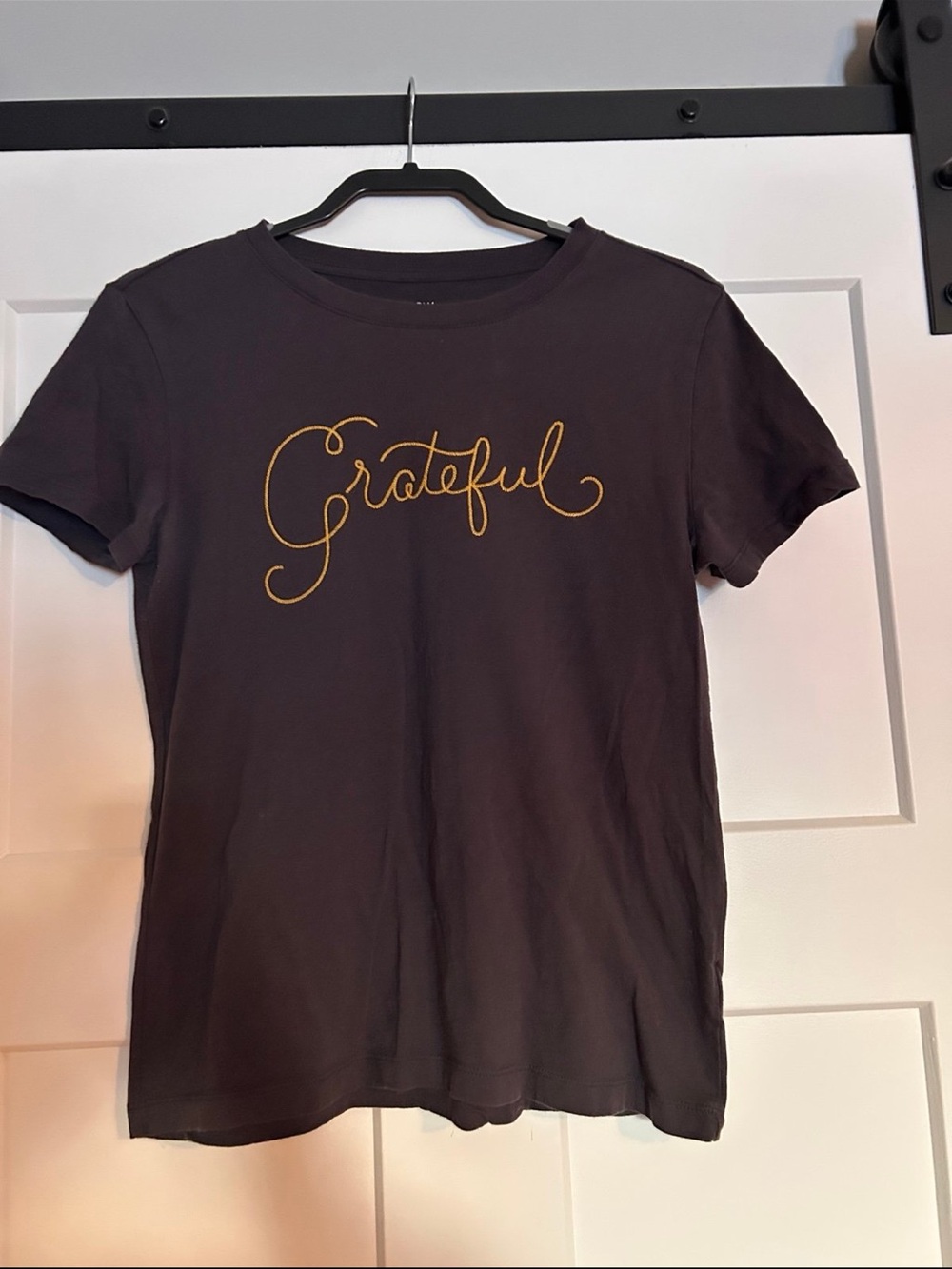 Z Supply Black Tee with Gold 'Grateful' Script